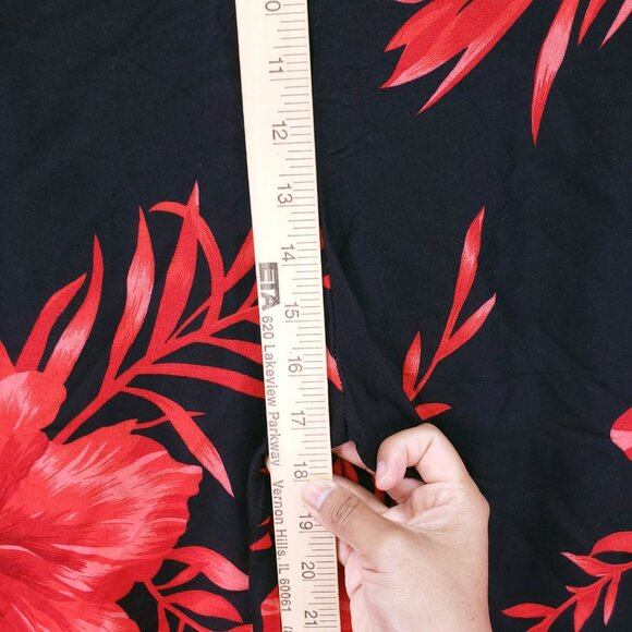 Hibiscus Collection Hawaii Red n Black Split Leg Open Sides Wrap Relaxed Floral - Picture 3 of 16